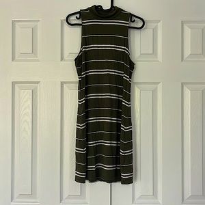 Seriously Soft Aeropostale medium green/white stripped dress